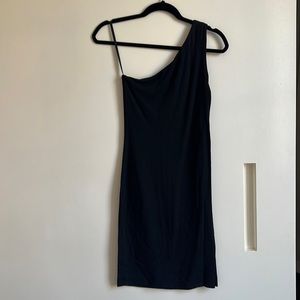 THE ROW black one shoulder stretch mini dress